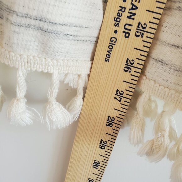 Altar'd State Striped T-shirt Large Cream Tasseled Boho Chic Casual - Picture 9 of 9